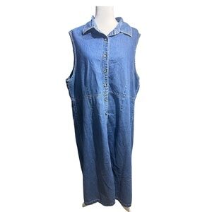 Vintage 90's Button-Down Denim Jean Dress Plus Size 22W